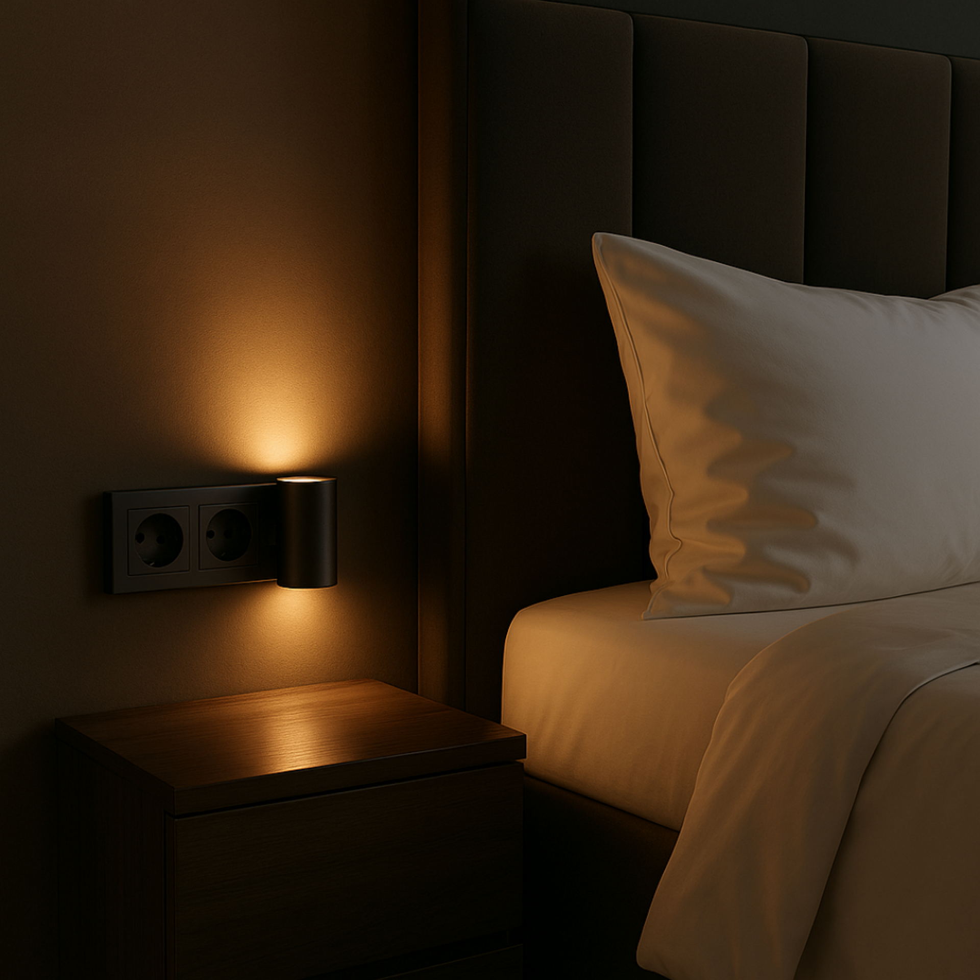 Plug In Wall Light With Cylindrical Head Black