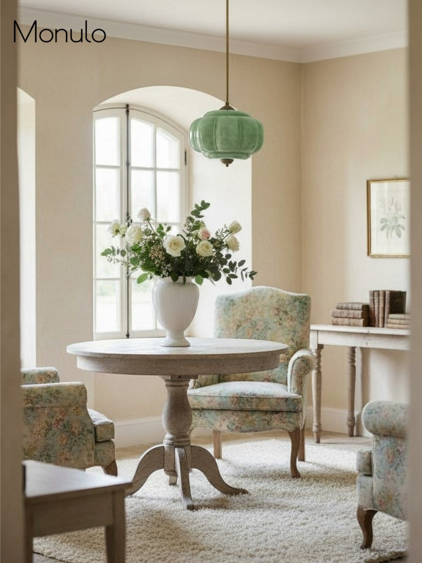 Vintage Milk Glass Semi-Flush Mount Pendant Light