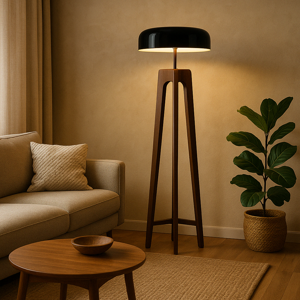 Nordic Wooden Tripod Floor Lamp
