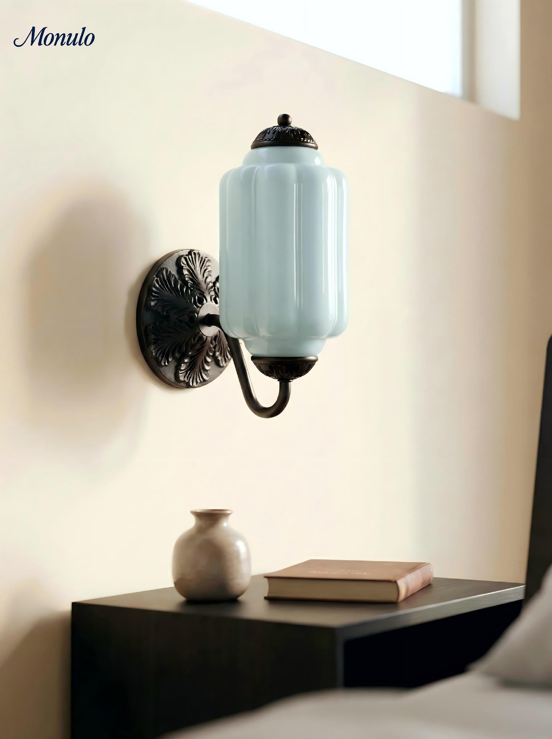 Vintage Milk Glass Wall Sconce Light