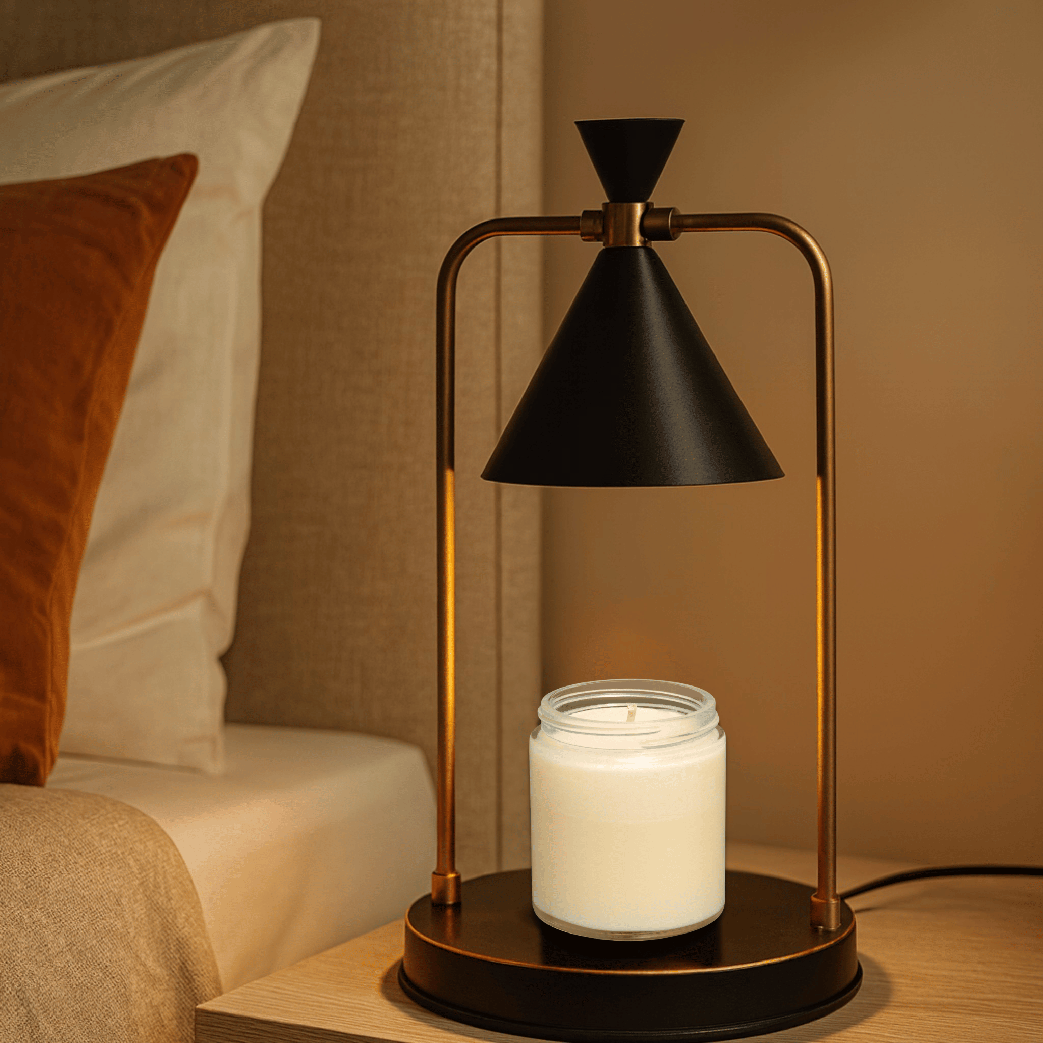 Elektrische Kaarsverwarmlamp met Metalen Frame en Kegelvormige Schaduw