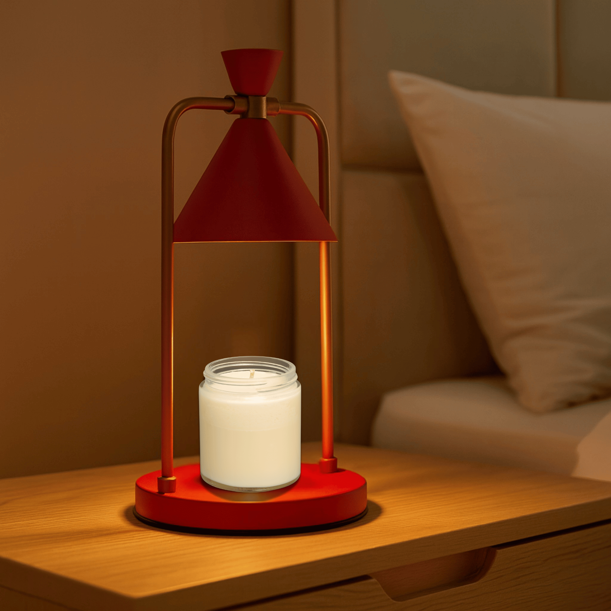 Elektrische Kaarsverwarmlamp met Metalen Frame en Kegelvormige Schaduw