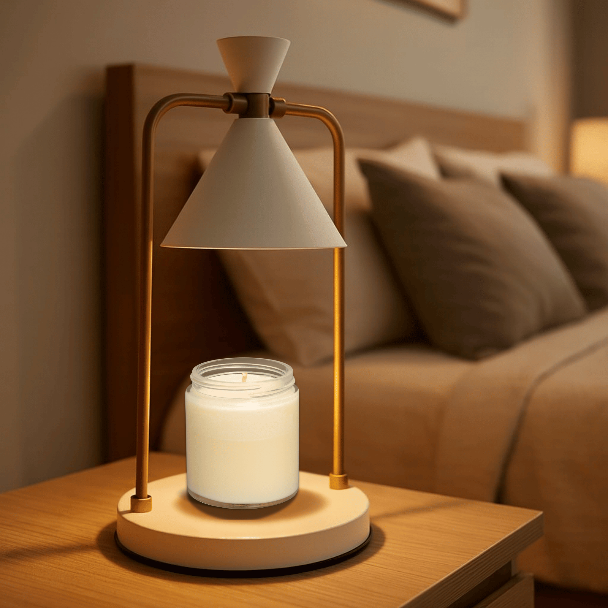 Elektrische Kaarsverwarmlamp met Metalen Frame en Kegelvormige Schaduw