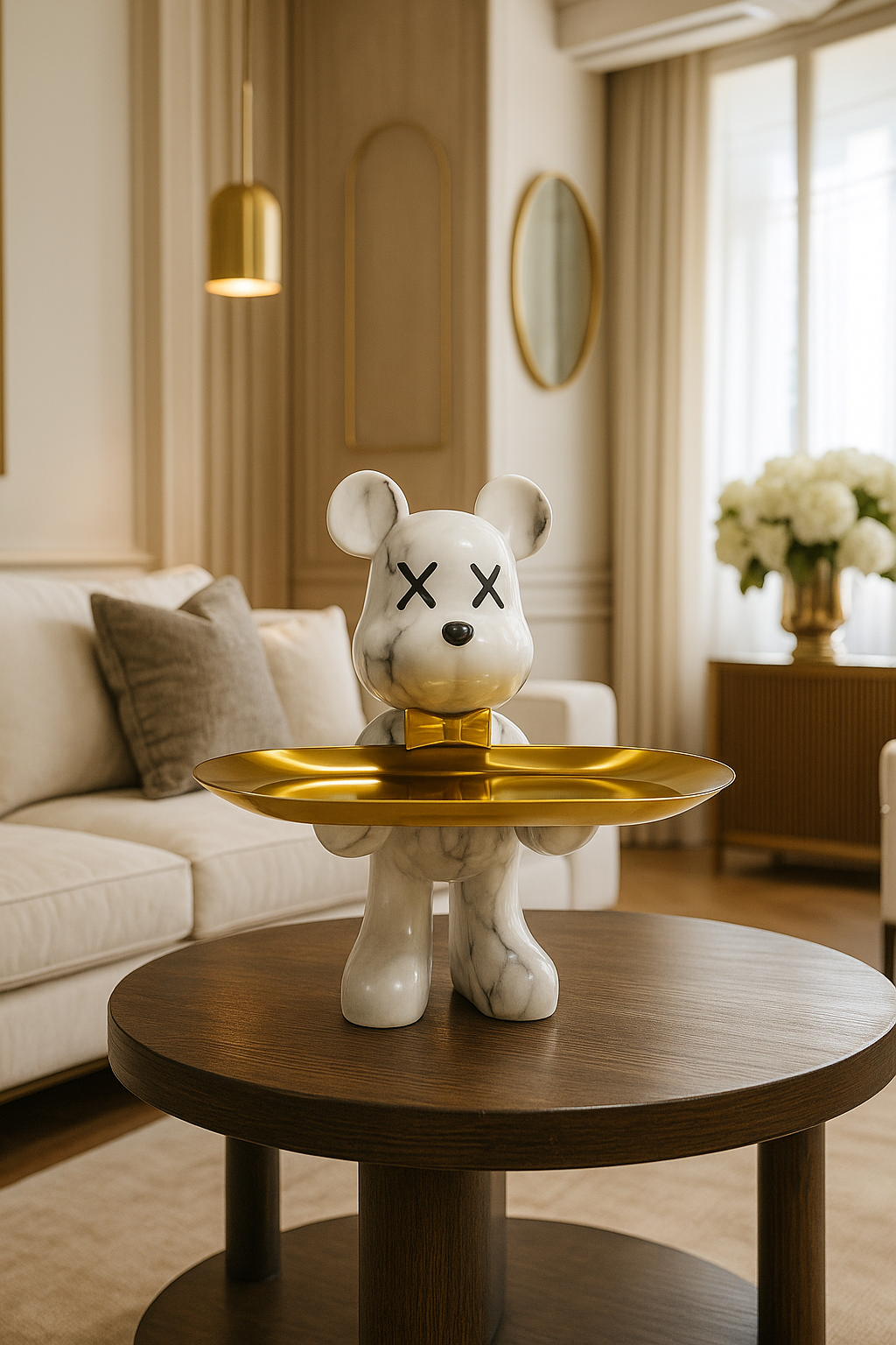 Graffiti Bear Ornament With Gold Tray Tabletop Figure