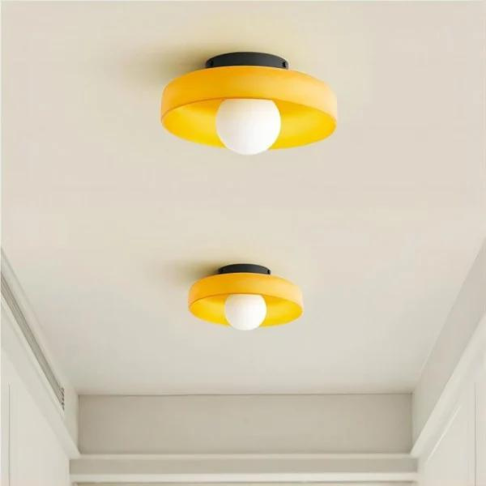 Glass Disc Ceiling and Wall Light with Central Globe