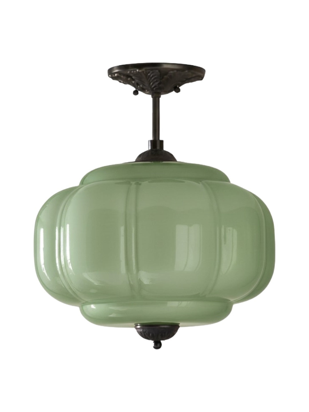 Vintage Milk Glass Semi-Flush Mount Pendant Light