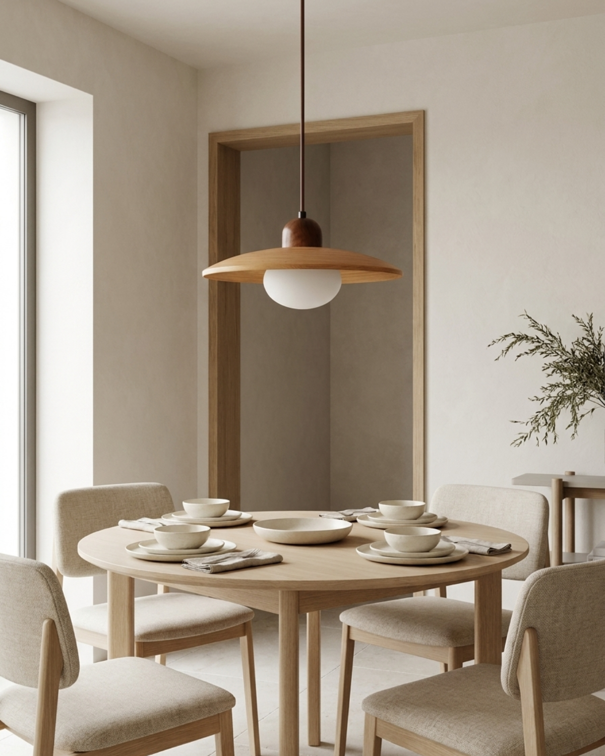 Suspension minimaliste pour une lumière douce dans la cuisine