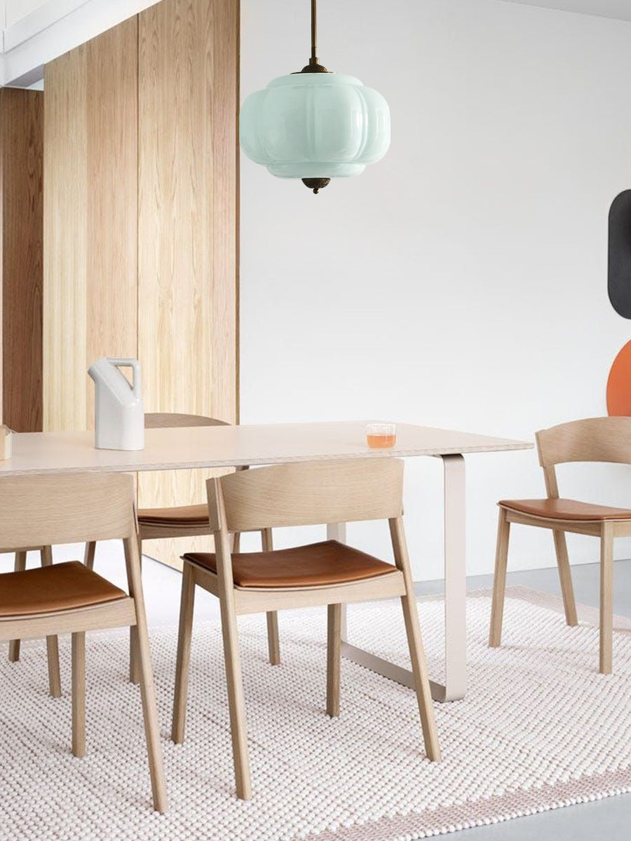 Vintage Milk Glass Semi-Flush Mount Pendant Light