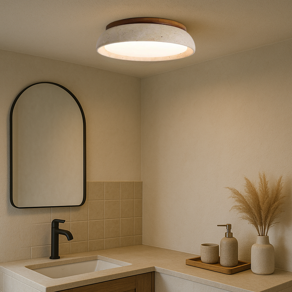 Minimalist Travertine Dome Ceiling Light