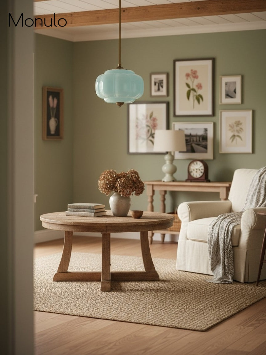 Vintage Milk Glass Semi-Flush Mount Pendant Light