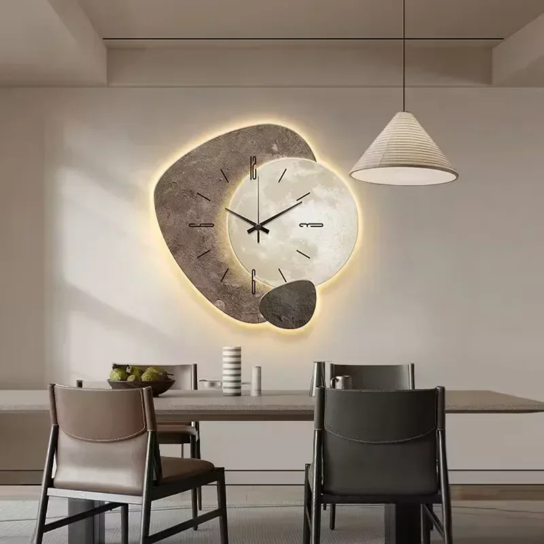 Modern Wood Accent Wall Clock with Soft LED Backlight