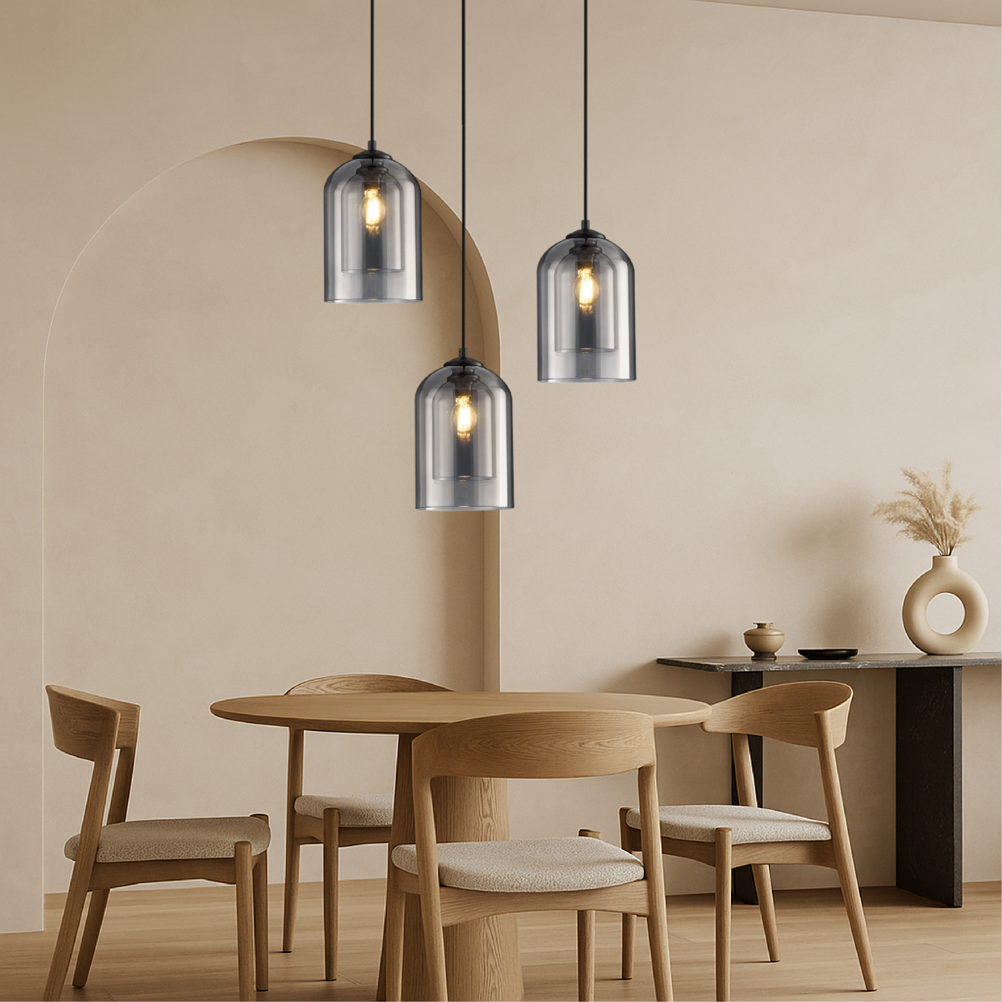 Contemporary Tinted Glass Kitchen Island Pendant