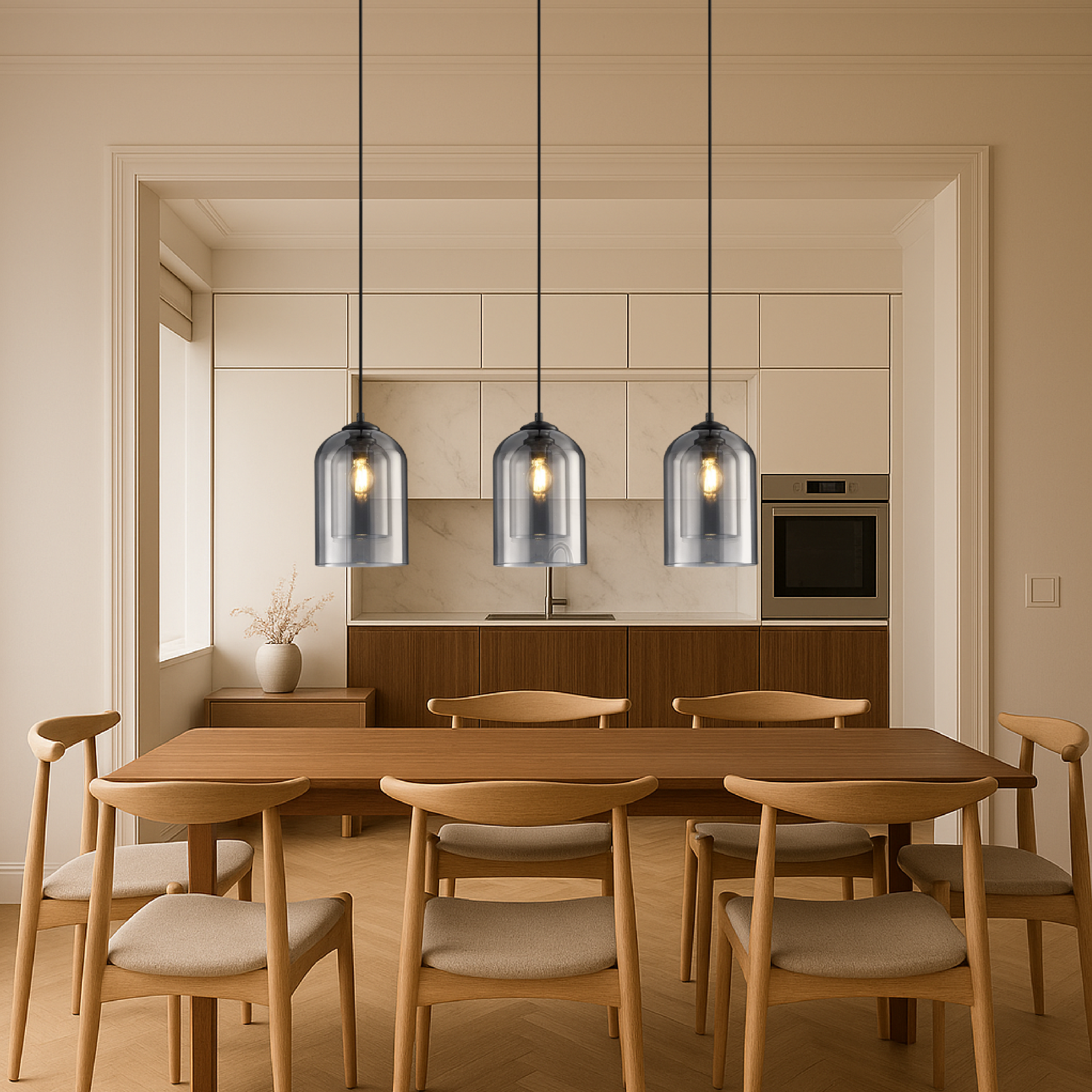 Contemporary Tinted Glass Kitchen Island Pendant
