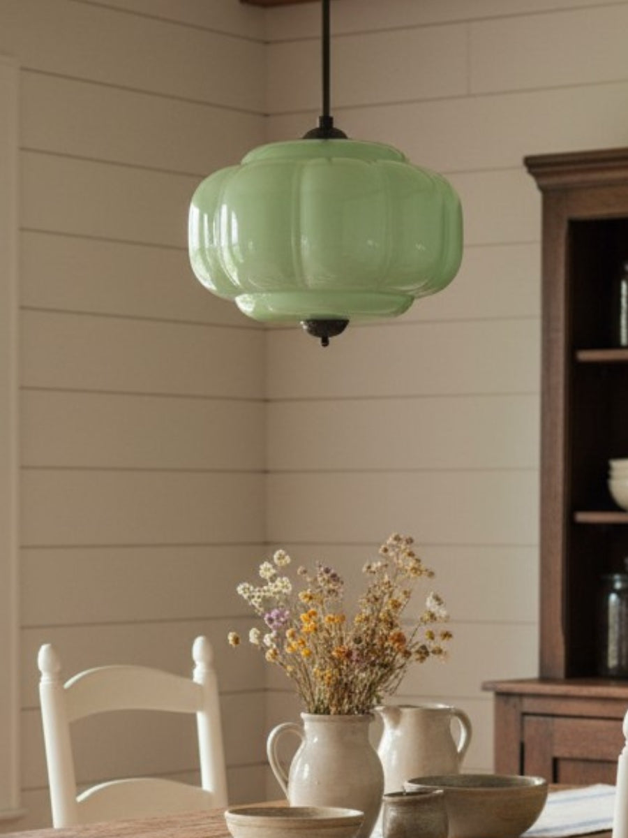 Vintage Milk Glass Semi-Flush Mount Pendant Light