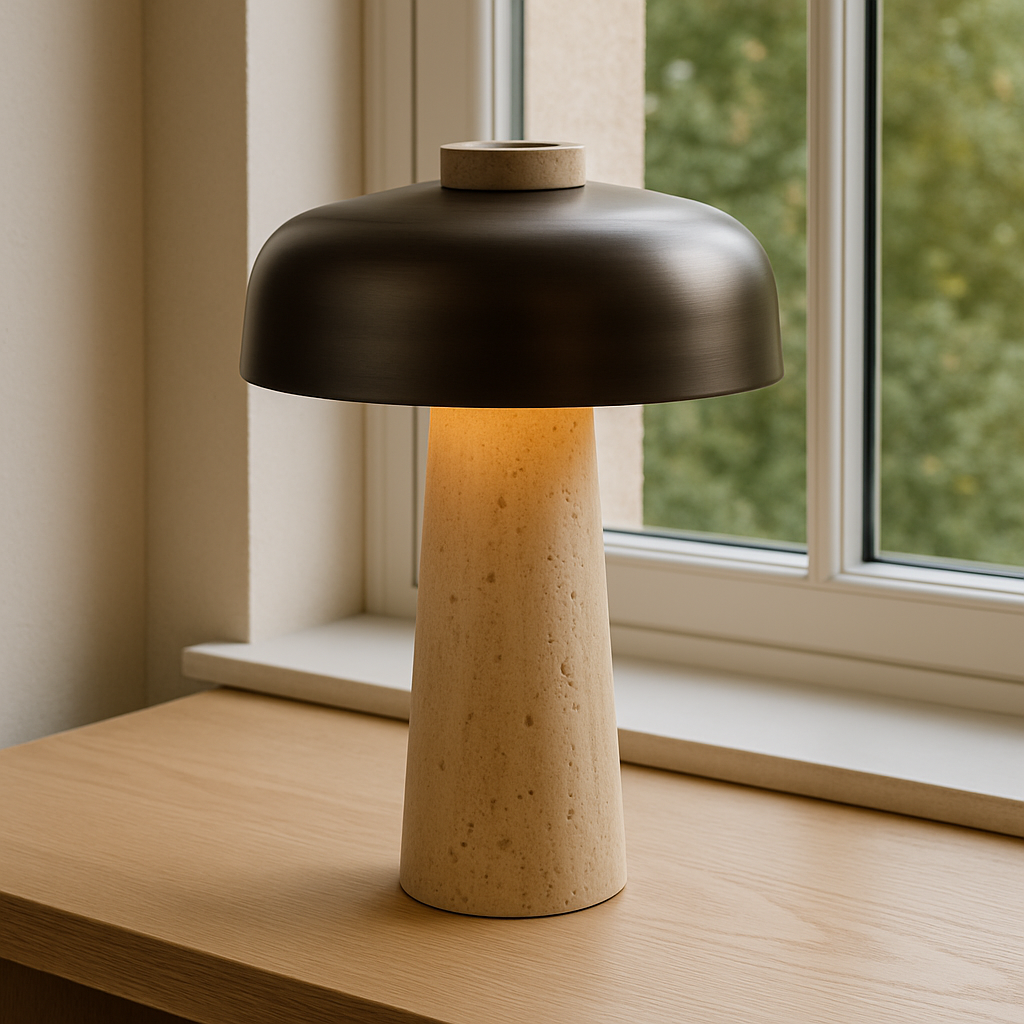 Modern Cork Base Dome Table Lamp