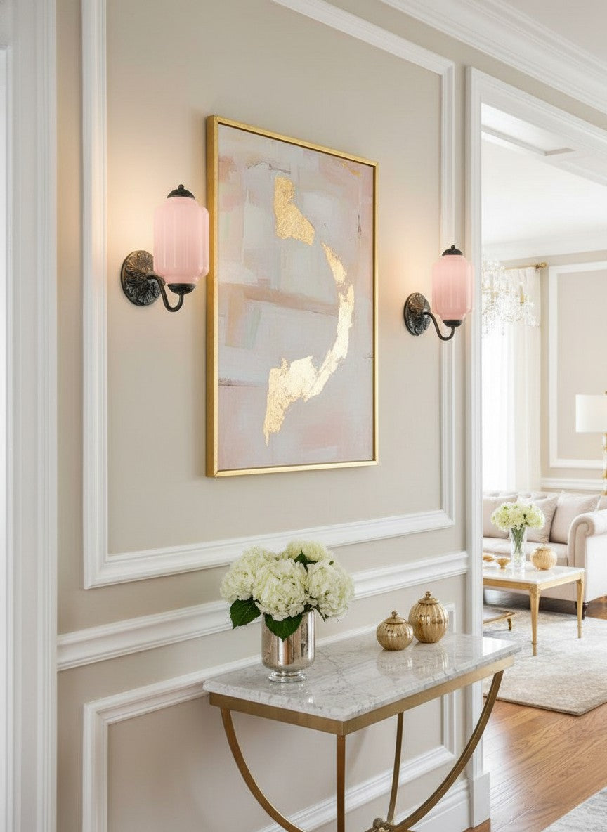 Vintage Milk Glass Wall Sconce Light