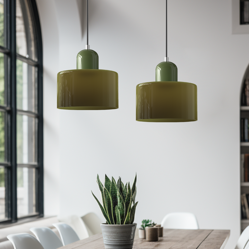 Coloured glass Bauhaus pendant light