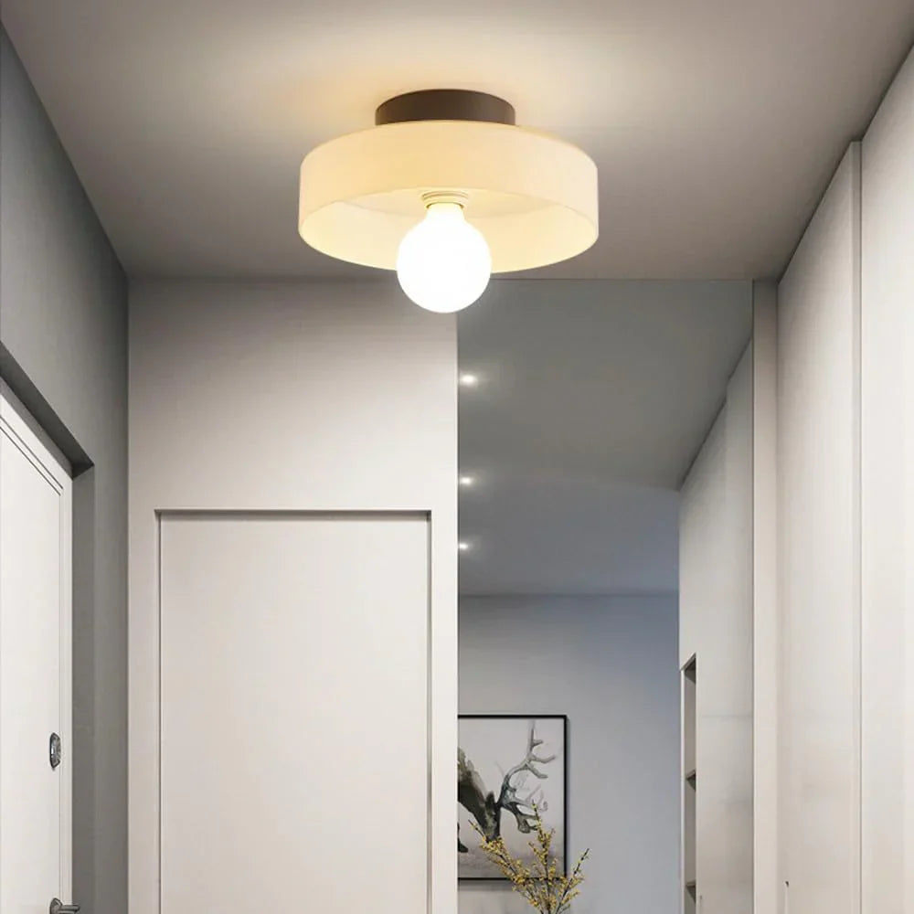 Glass Disc Ceiling and Wall Light with Central Globe