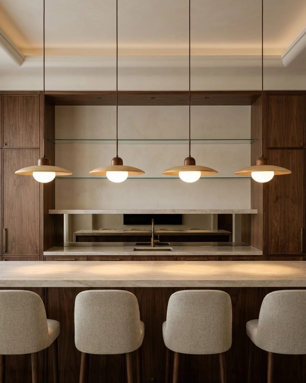 Suspension minimaliste pour une lumière douce dans la cuisine