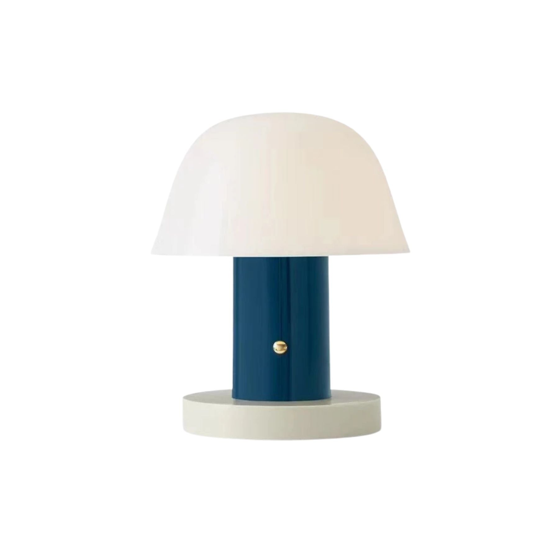 Glass-Look Mushroom Table Lamp with Cylindrical Metal Base