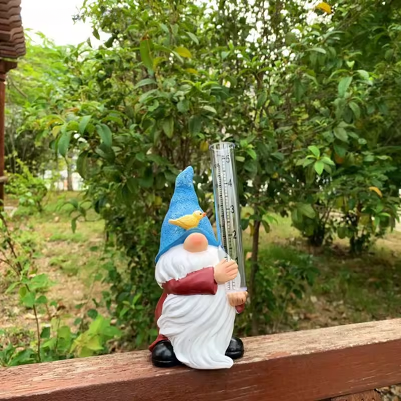 Tuin Gnoom Regenmeter Standbeeld met Meetbuis