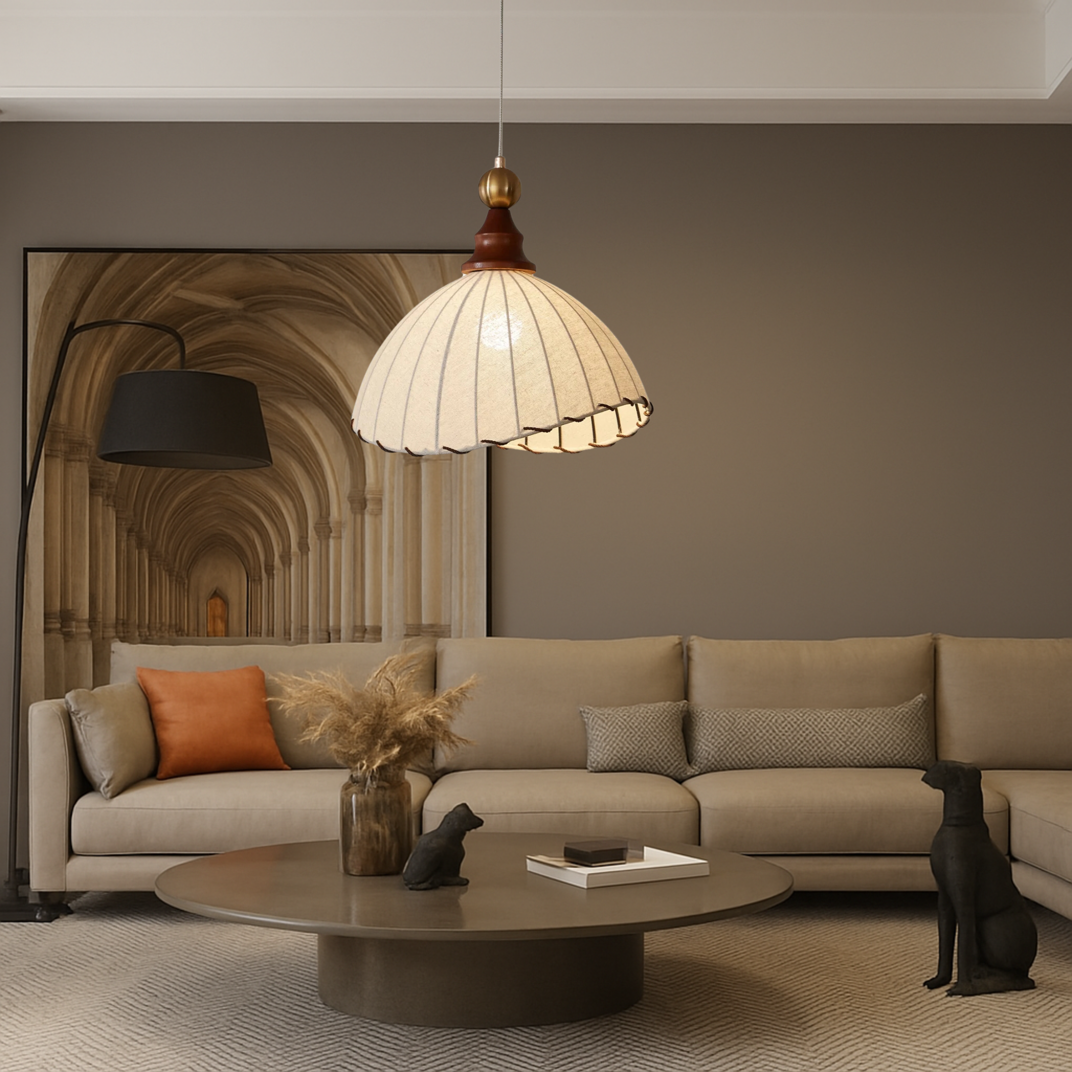 Vintage Pleated Fabric Pendant Lamp