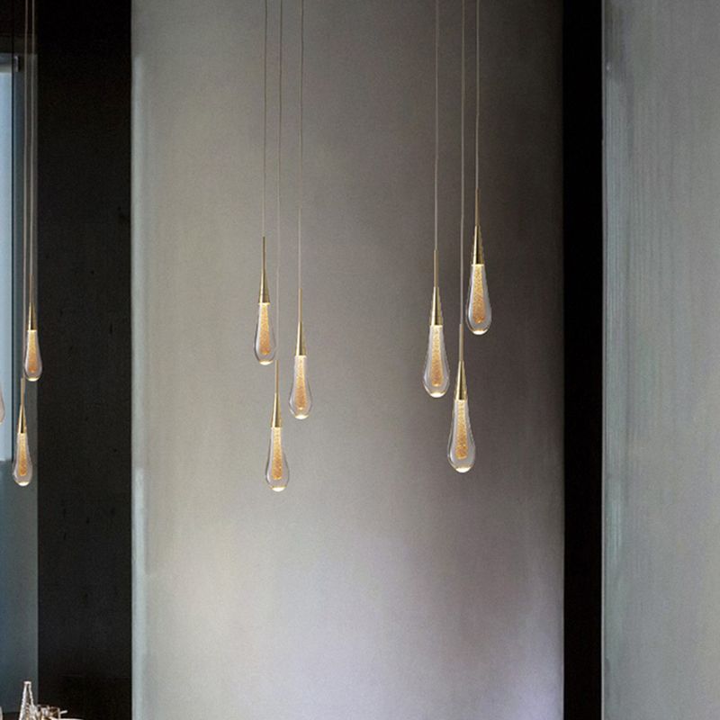 Modern Gold Teardrop Pendant Light Minimalist Hanging Fixture