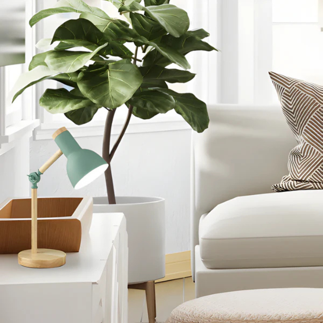 Adjustable Wooden and Metal LED Desk Lamp