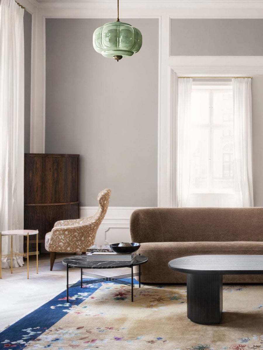 Vintage Milk Glass Semi-Flush Mount Pendant Light