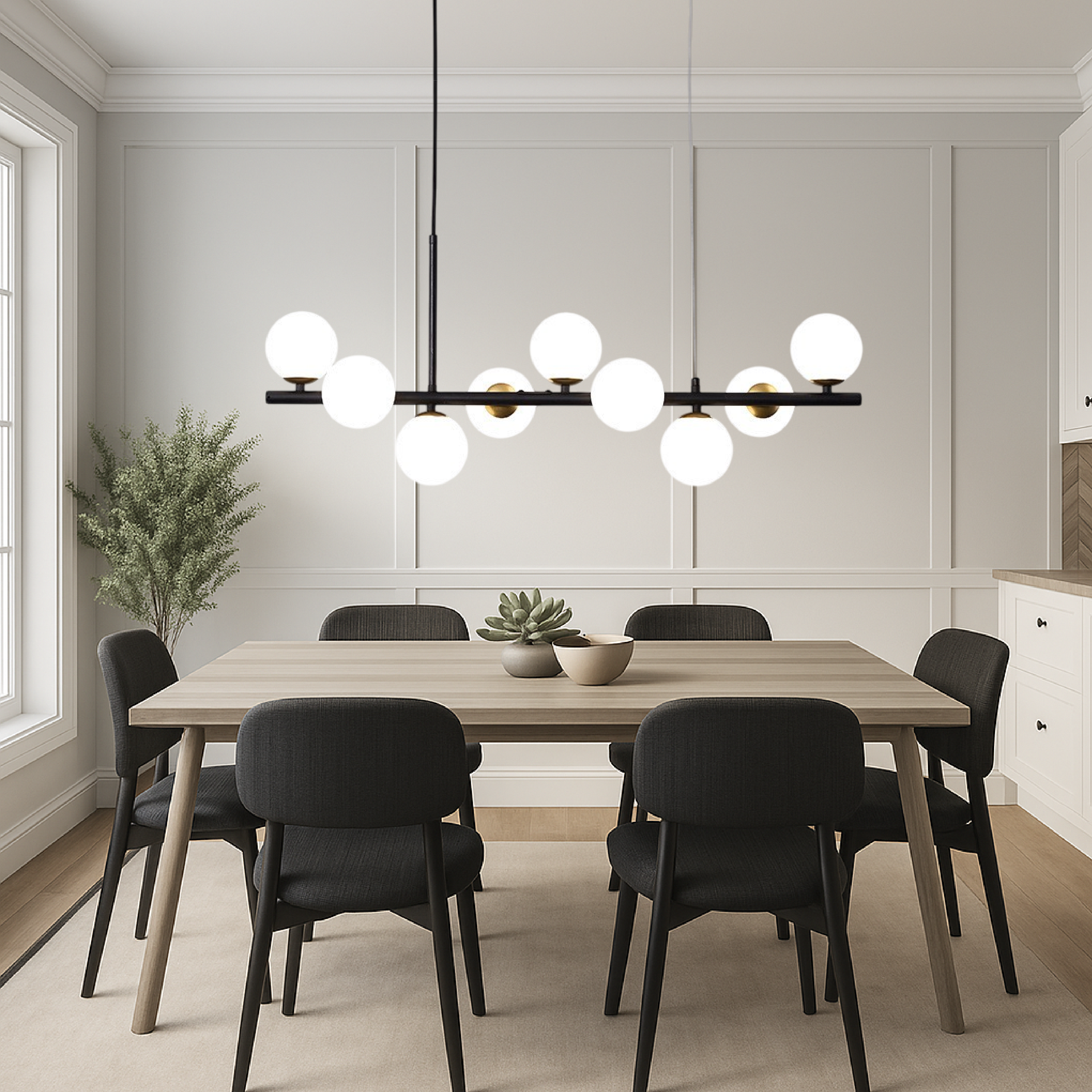 Sleek Dining Room Black Pendant Light
