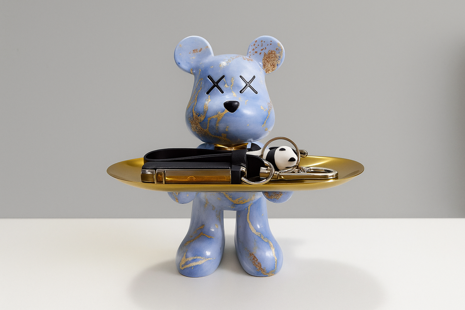 Graffiti Bear Ornament With Gold Tray Tabletop Figure