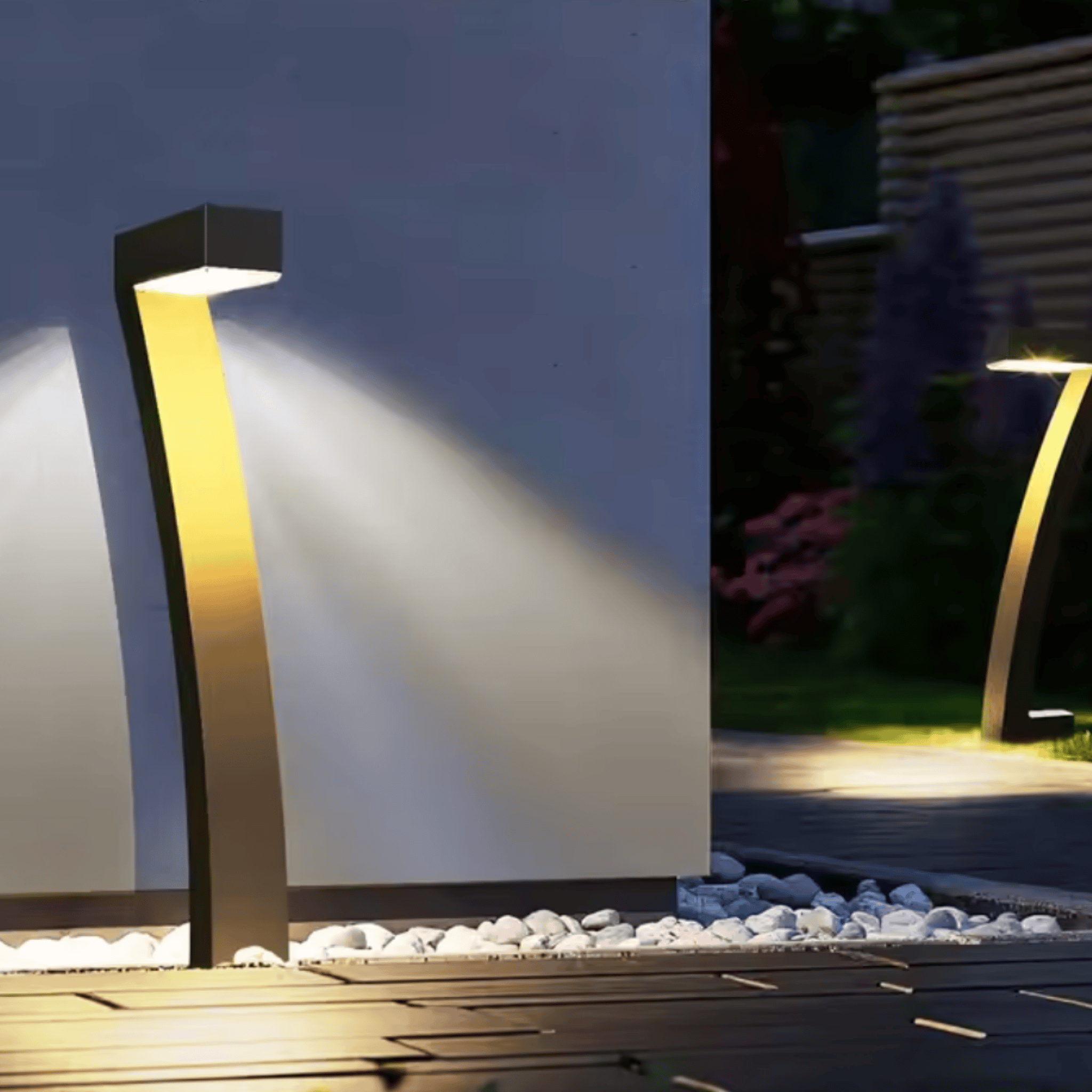 Gebogen metalen LED-tuinafzetpaalverlichting voor buitengebruik