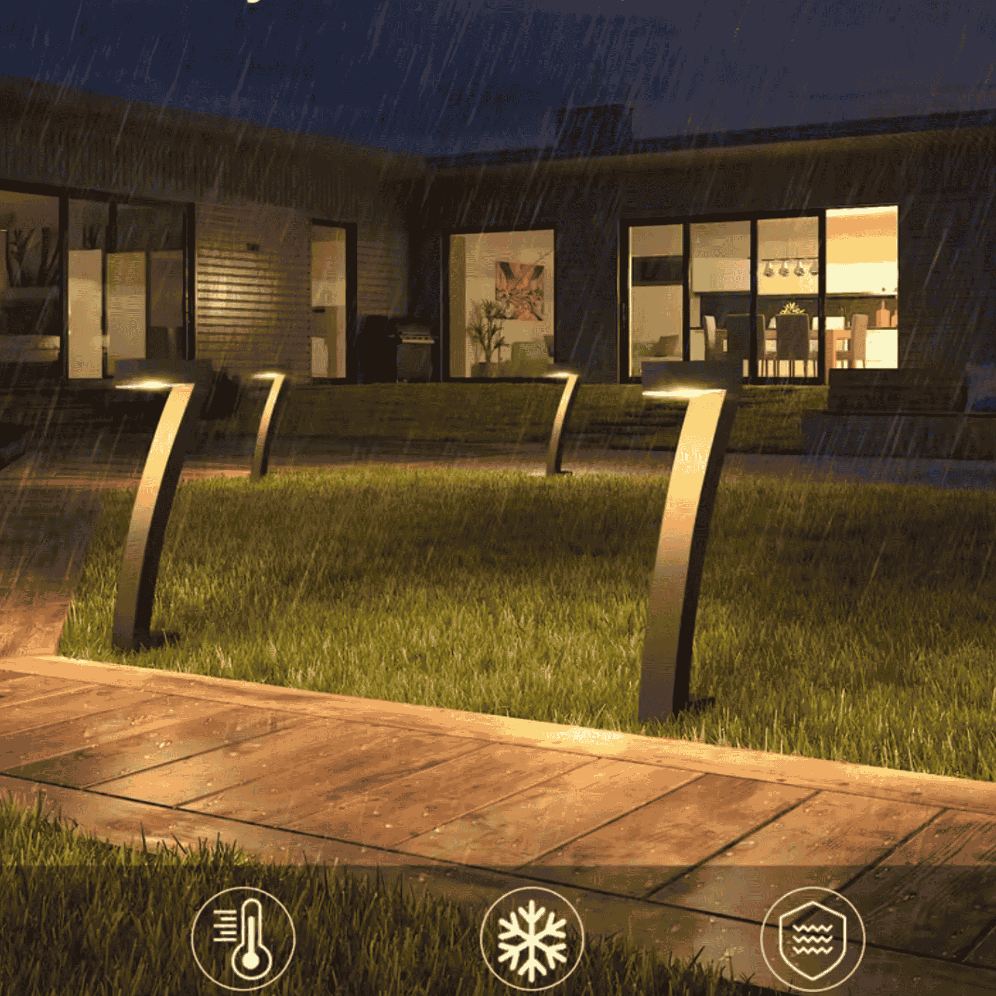 Gebogen metalen LED-tuinafzetpaalverlichting voor buitengebruik