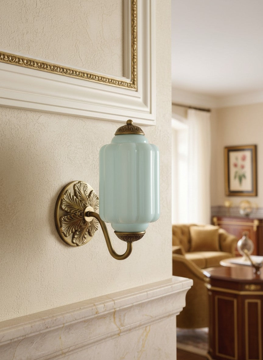 Vintage Milk Glass Wall Sconce Light