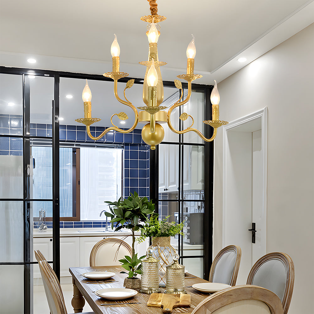 Lustre contemporain à plusieurs lumières au design courbé élégant