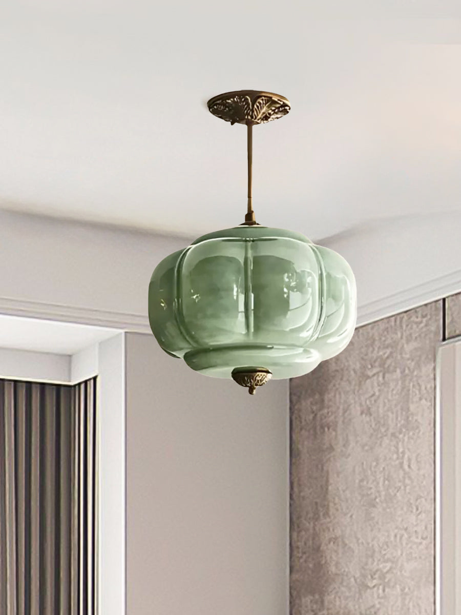 Vintage Milk Glass Semi-Flush Mount Pendant Light