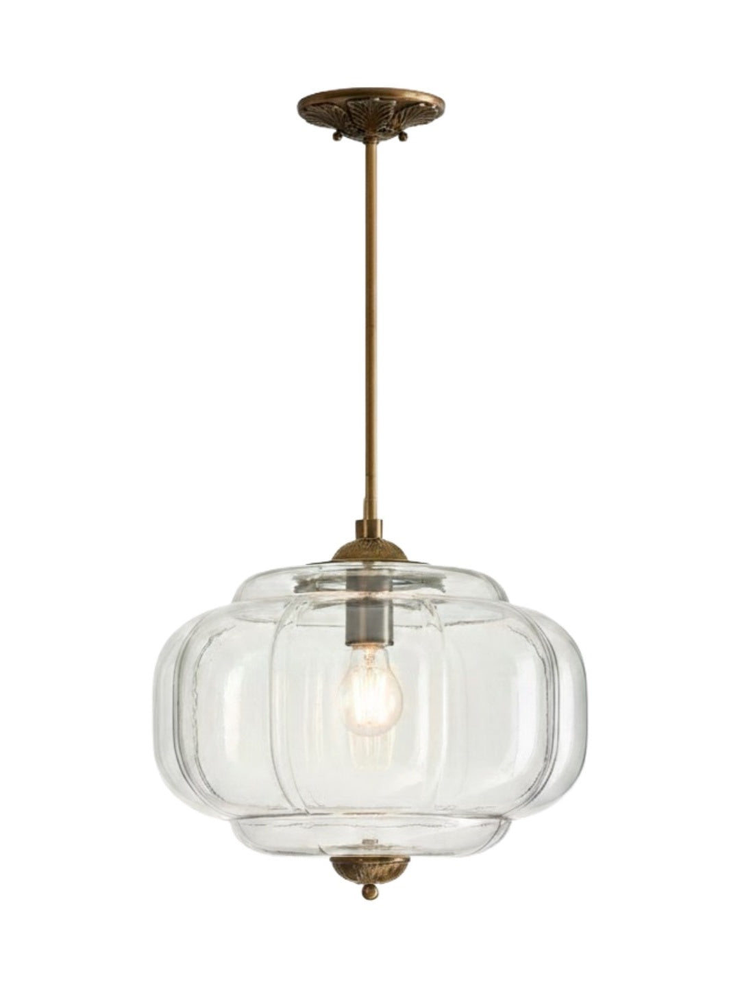 Vintage Milk Glass Semi-Flush Mount Pendant Light