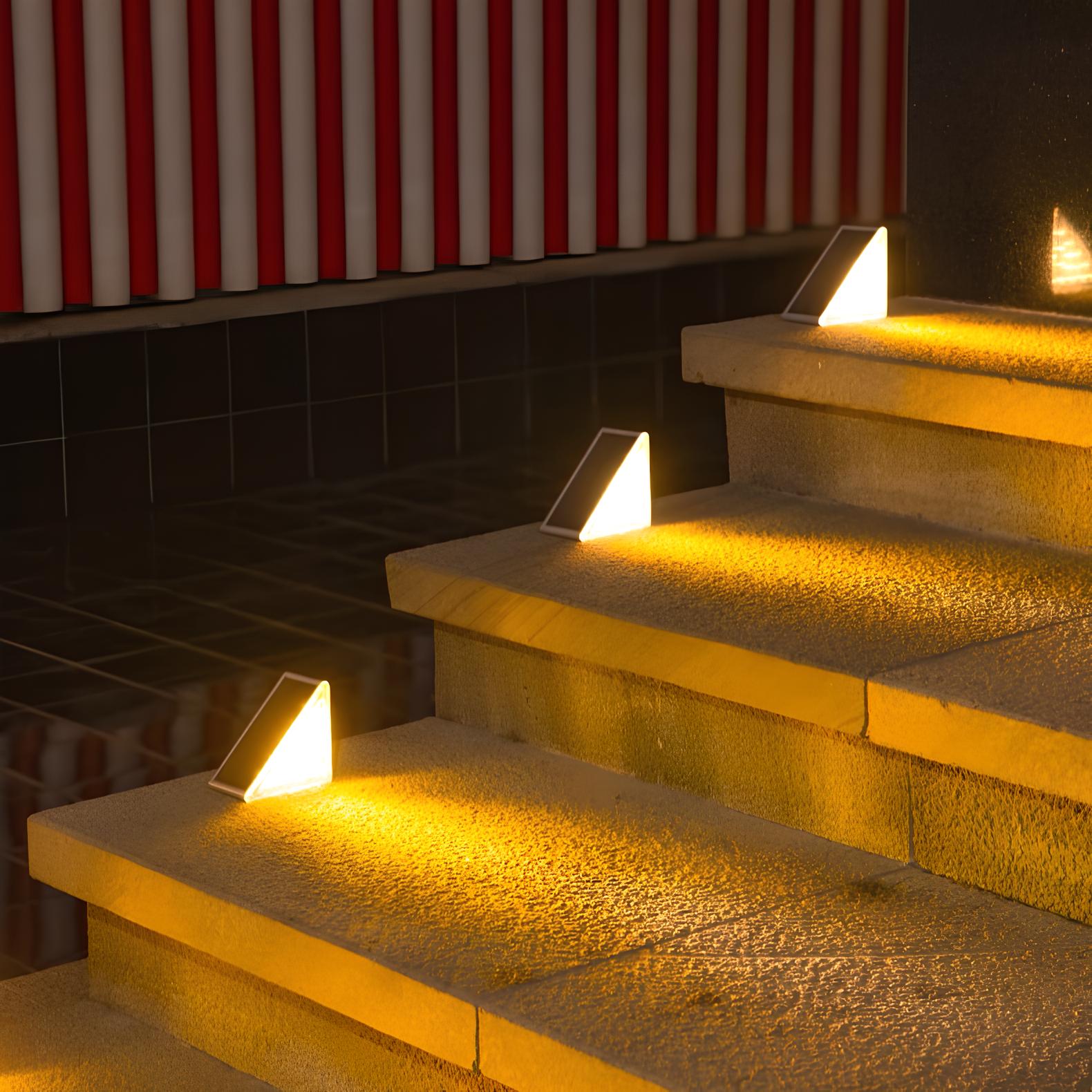 Outdoor Solar Powered LED Step Lights with Triangular Design