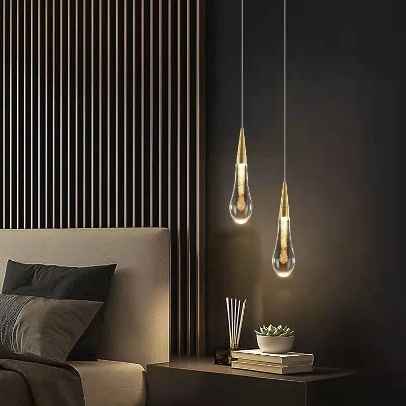 Modern Gold Teardrop Pendant Light Minimalist Hanging Fixture