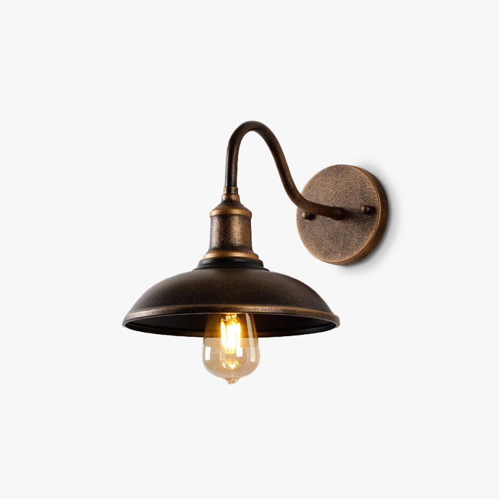 Industriële metalen buitenwandlamp met gebogen tuinlantaarn