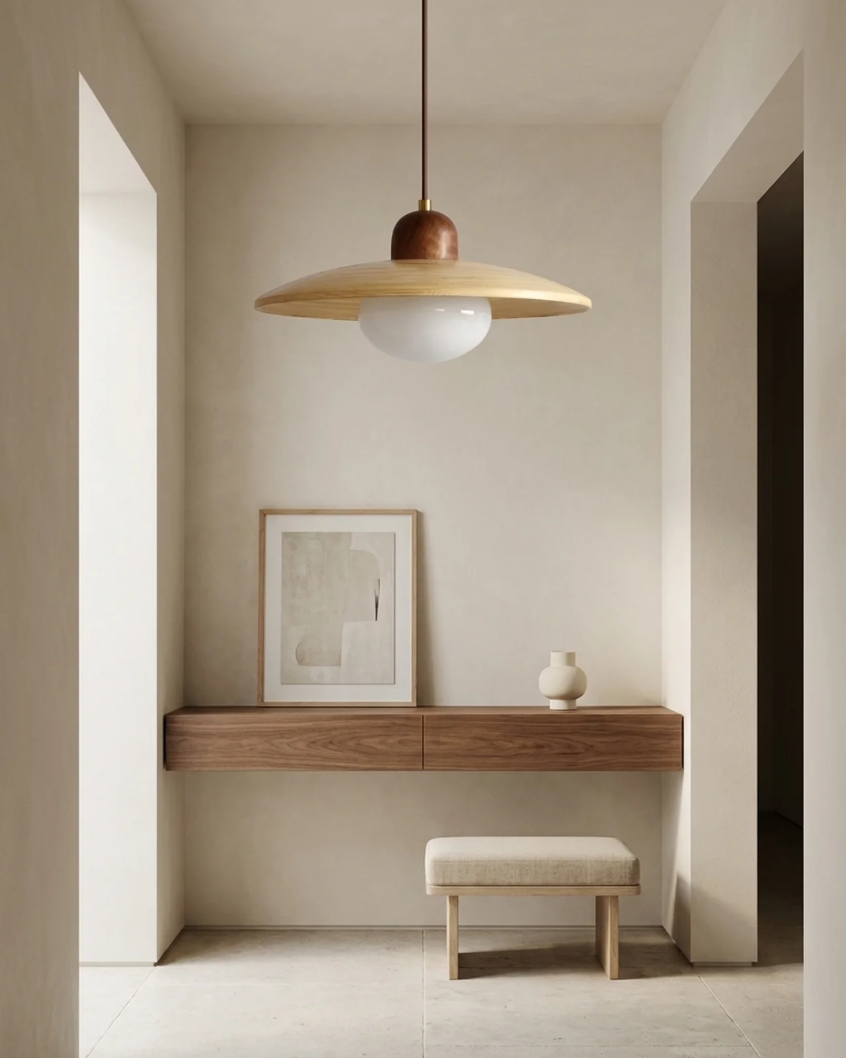 Suspension minimaliste pour une lumière douce dans la cuisine