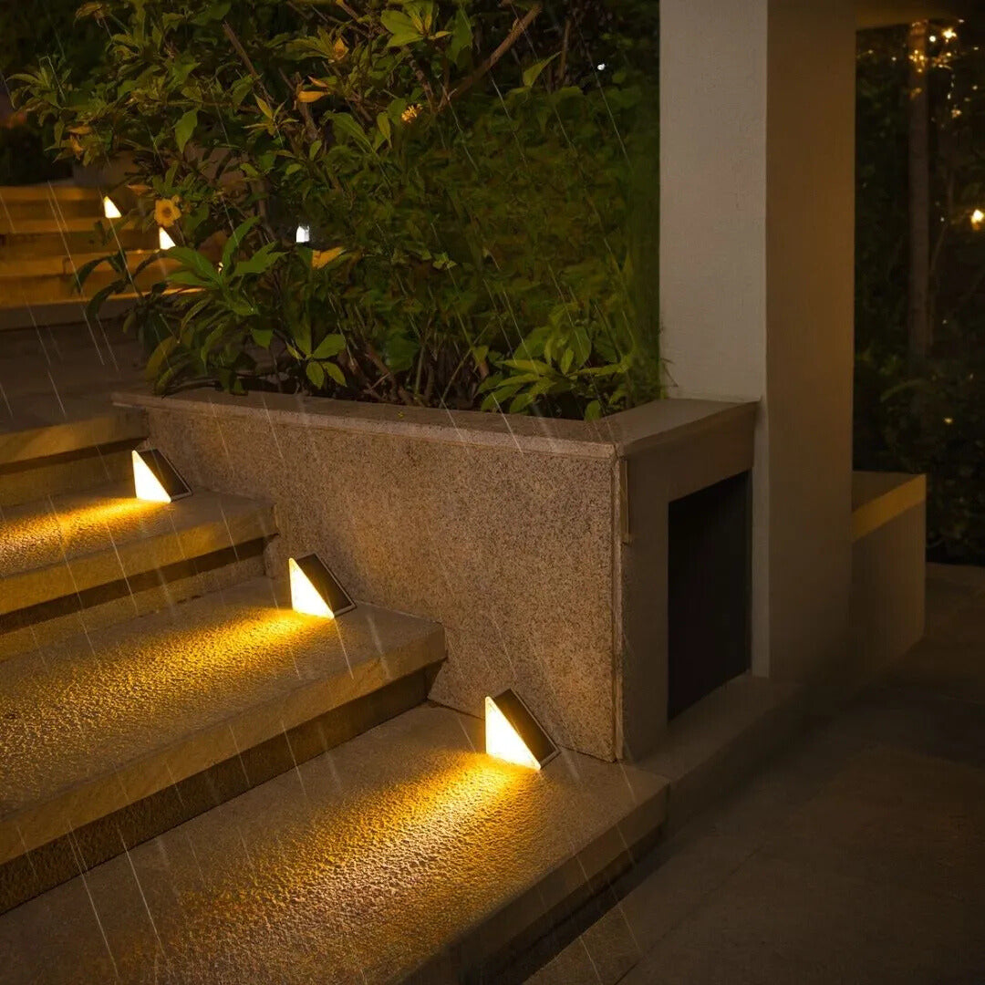Outdoor Solar Powered LED Step Lights with Triangular Design