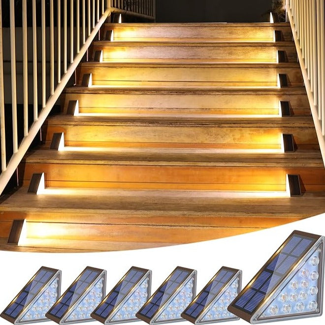 Outdoor Solar Powered LED Step Lights with Triangular Design