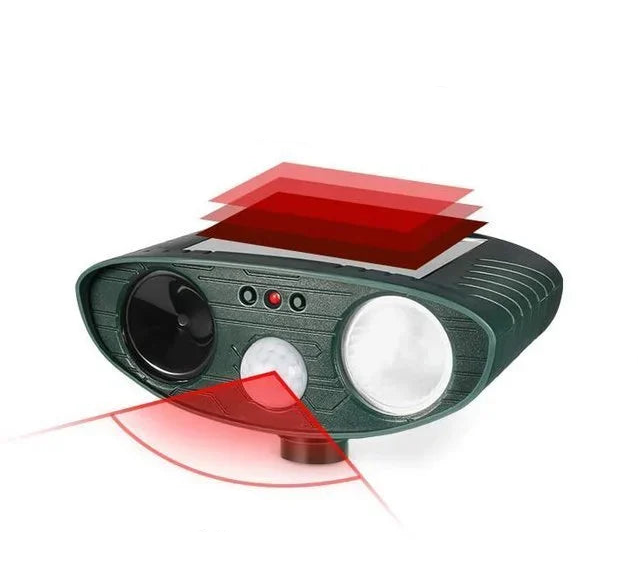 Buiten Zonne-energie Ultrasone Afschrikker voor Dieren met Sensorlicht