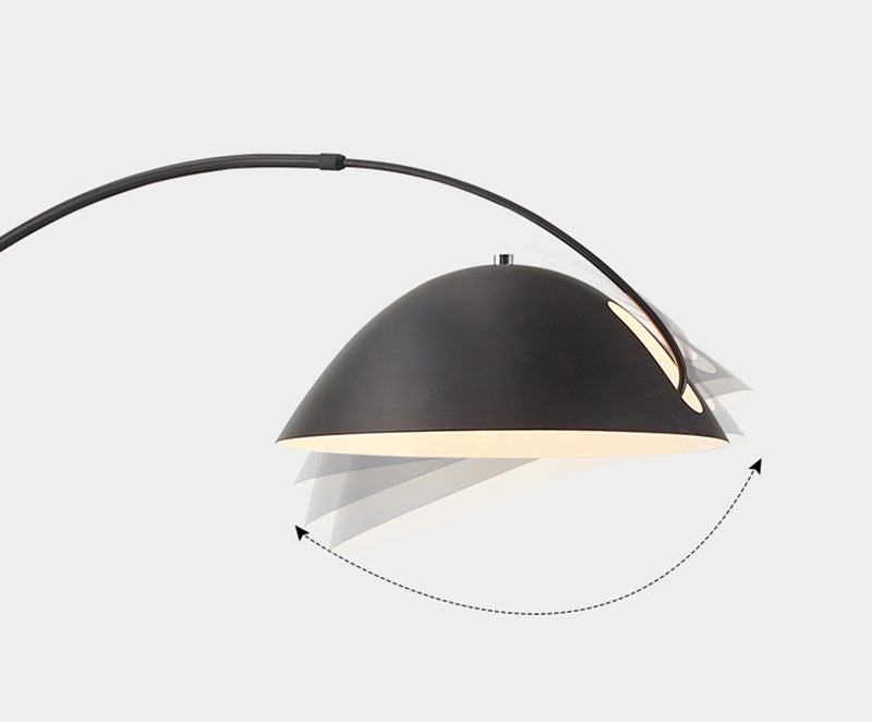 Black Metal Arc Floor Lamp with Round Base