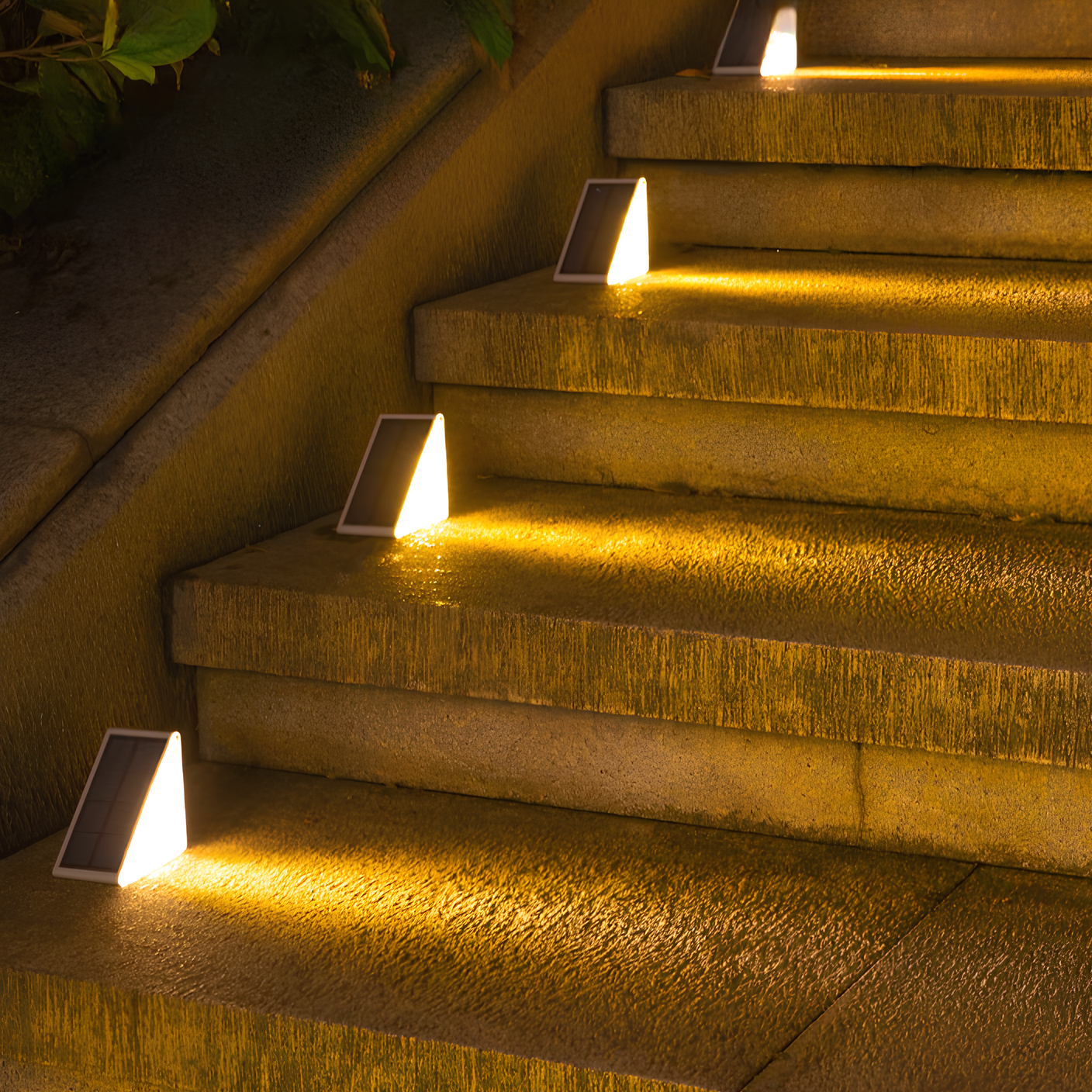 Outdoor Solar Powered LED Step Lights with Triangular Design