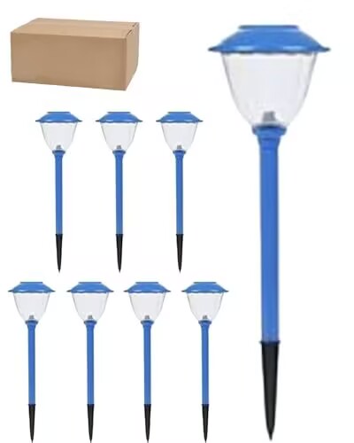 Set of 8 Solar Garden Path Lights with Metal Cap and Clear Glass
