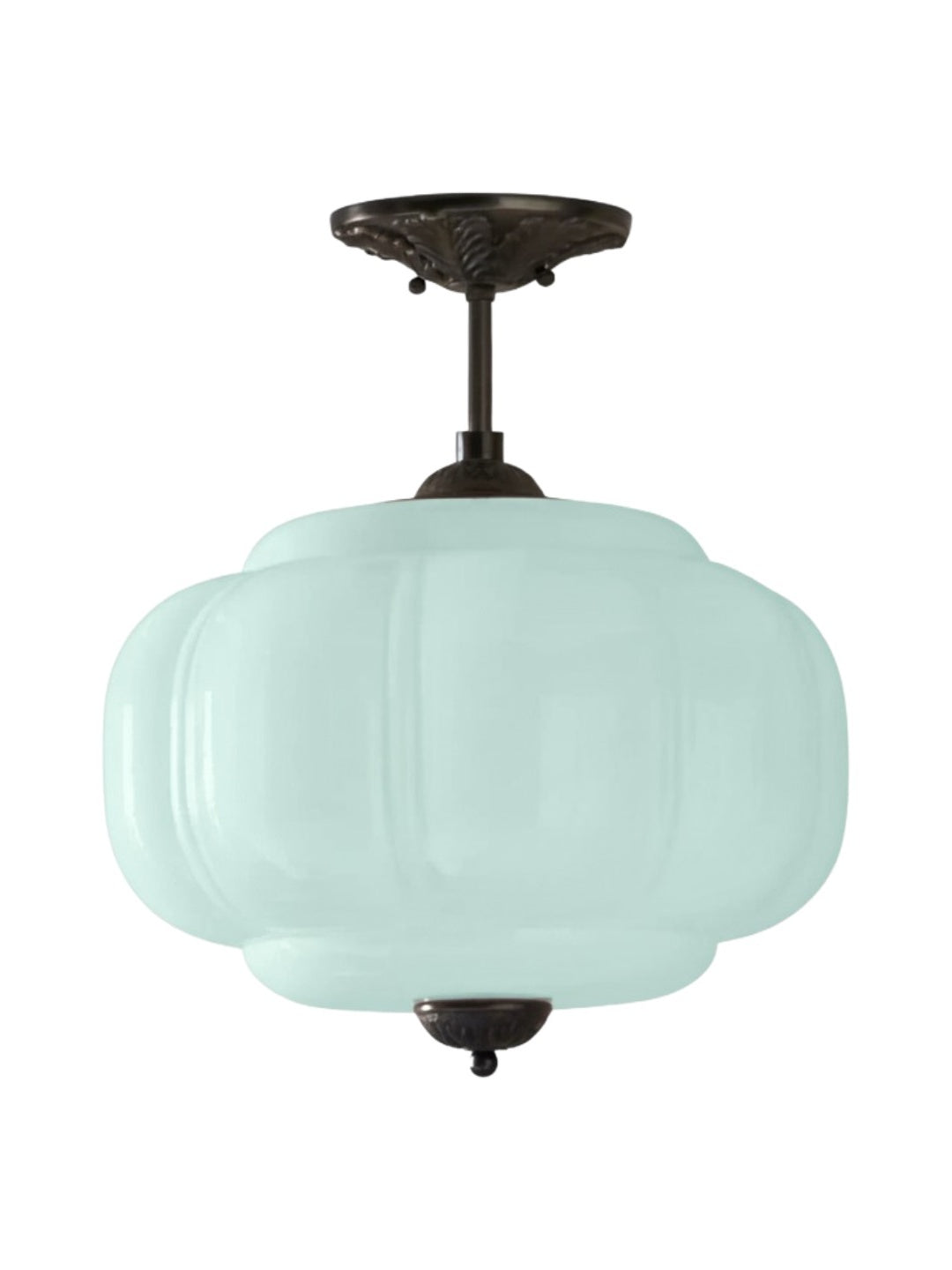 Vintage Milk Glass Semi-Flush Mount Pendant Light