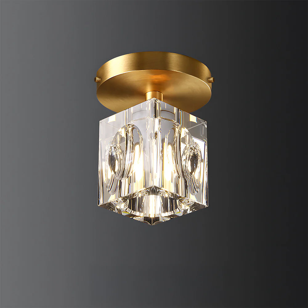 Mini lustre en cristal à montage affleurant avec éclairage LED rayonnant