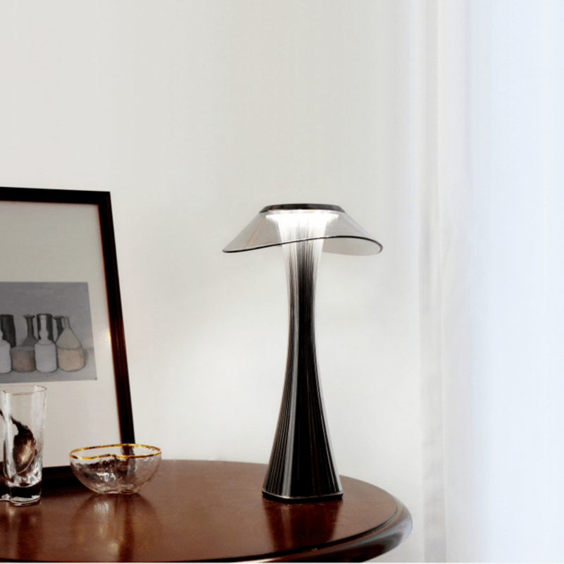 Fluted Glass Table Lamp with Clear Disc Shade